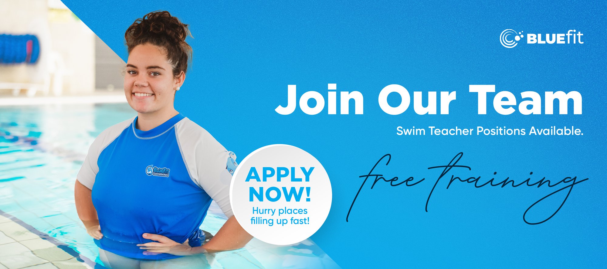 BECOME A SWIM INSTRUCTOR WITH BLUEFIT! cover